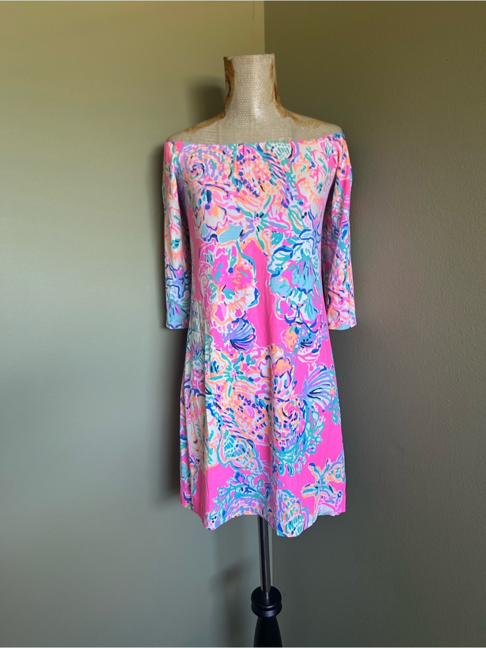 Lilly Pulitzer Pink Multicolor Off-Shoulder Mini Dress